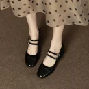 Retro Silver Mary Jane Shoes for Women - Stylish Spring Autumn Mid Heels with One-Buckle Design