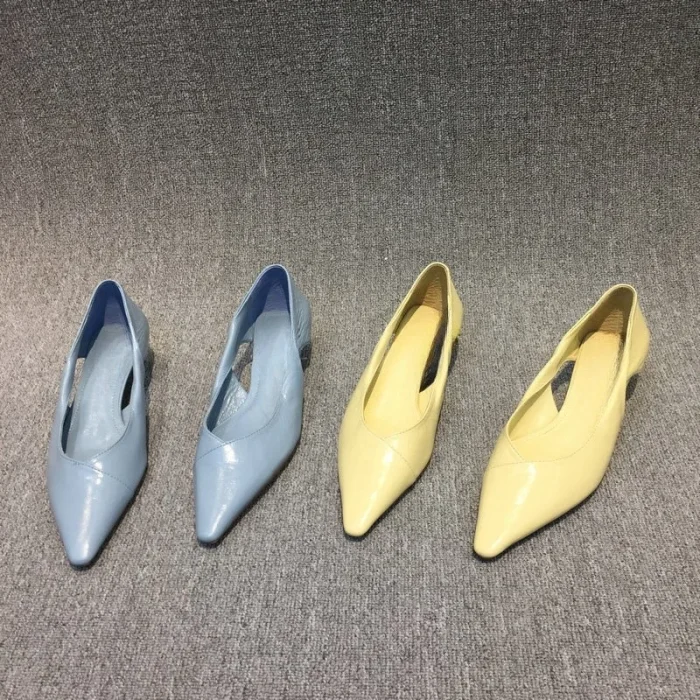 2025 Spring Autumn New Stylish Hollow-Out Oil-Wax Leather Cat Heel Shoes for Women - Comfortable Pointed Toe Low-Heeled Flats - Image 5