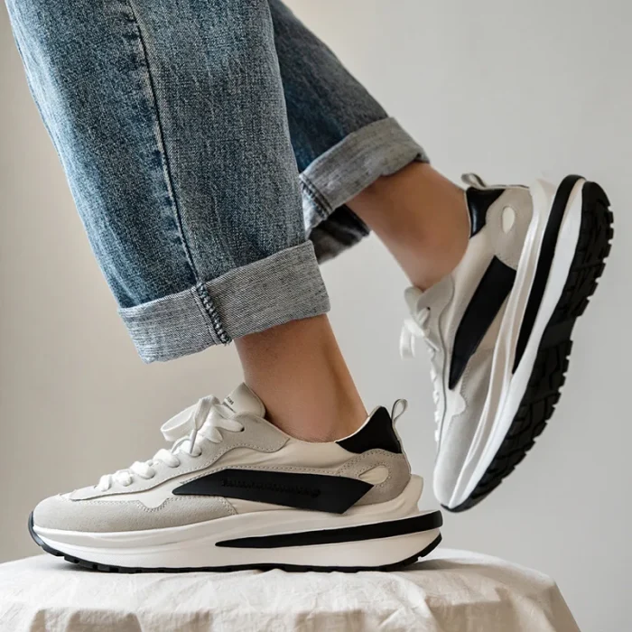 Men Footwear Casual Classic Luxury Leather Walking Style Jogger Shoes Sneaker Man - Image 3
