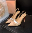 2025 Spring Summer Womens Bow Knot Open Back High Heel Sandals - Affordable Red Sole Pointed Toe Stiletto Shoes