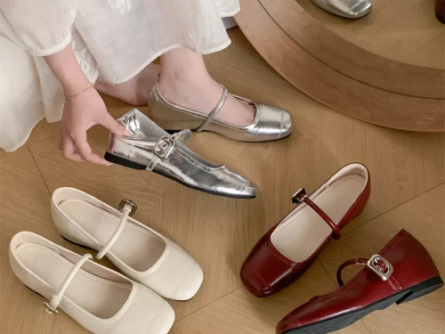 French Vintage Mary Jane Flats for Women - Elegant Spring Autumn Silver Shoes with Superior Quality and Affordable Price