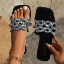 Low Price Women Flat Slippers Summer One Strap Flat Sandals for Lady Open Toe Large Size House Casual Slippers