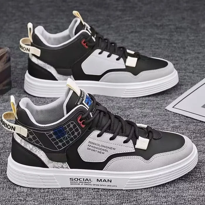 Men's Casual Mid-Top Canvas Sneakers Waterproof Shoes for Spring and Autumn Comfort Stylish Breathable Footwear for Everyday Use - Image 3