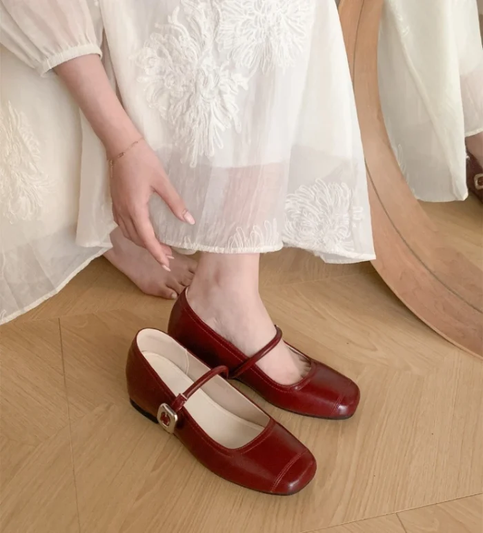 French Vintage Mary Jane Flats for Women - Elegant Spring Autumn Silver Shoes with Superior Quality and Affordable Price - Image 6