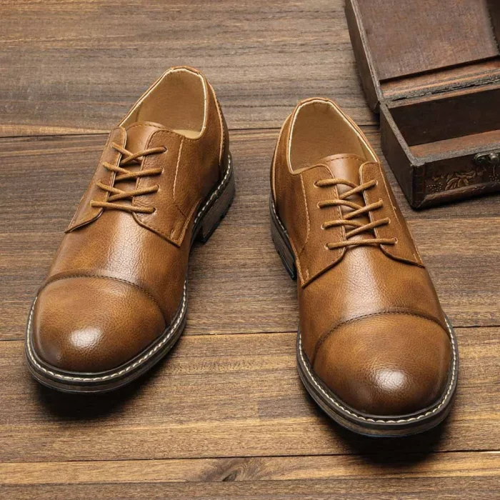 2025 New Trend Men's Dress Shoes Large Size Retro Brown Leather Business Shoes Summer Fashion Casual Footwear - Image 3