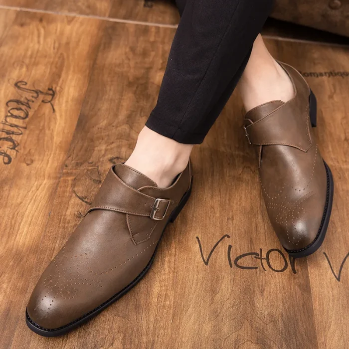 2025 Men's PU Leather Shoes Short Booties New Autumn Stylish High Top Leather Dress Shoes Casual  Ankle Boots for Men - Image 3