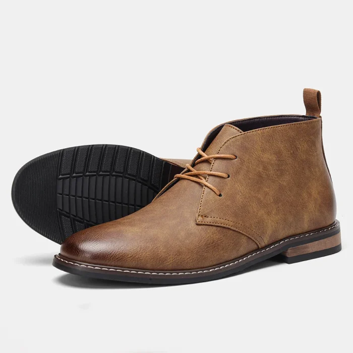 Mens Leather Shoes Casual Big Size Short Boots Vintage Classic Desert Boots Retro Denim Style Polo Boots for Men - Image 2