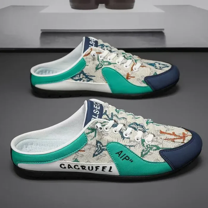 2025 New Trend Men's Casual Shoes Canvas Slip-On Sneakers Backless Half-Slippers Comfortable Walking Shoes - Image 2