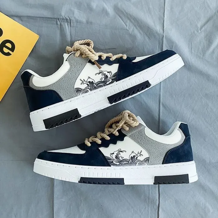 2025 High Quality Men's Casual Sneakers Rubber Thick-Soled Sports Shoes PU Upper with Stylish Patterns - Image 3