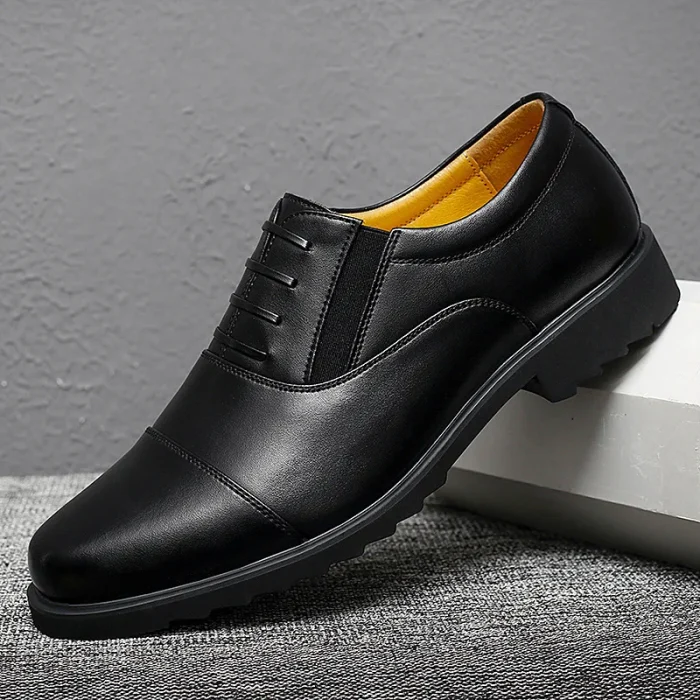 Men's Leather Shoes Business Casual Oxford Shoes Triple-Panel Dress Shoe Stylish Comfort Genuine Cowhide Leather for Adult - Image 2