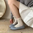 French Bow Womens Low-Cut Ballet Flats - Soft Sole Spring/Autumn Pink Shoes, Affordable Quality Single Shoes for Elegant Style