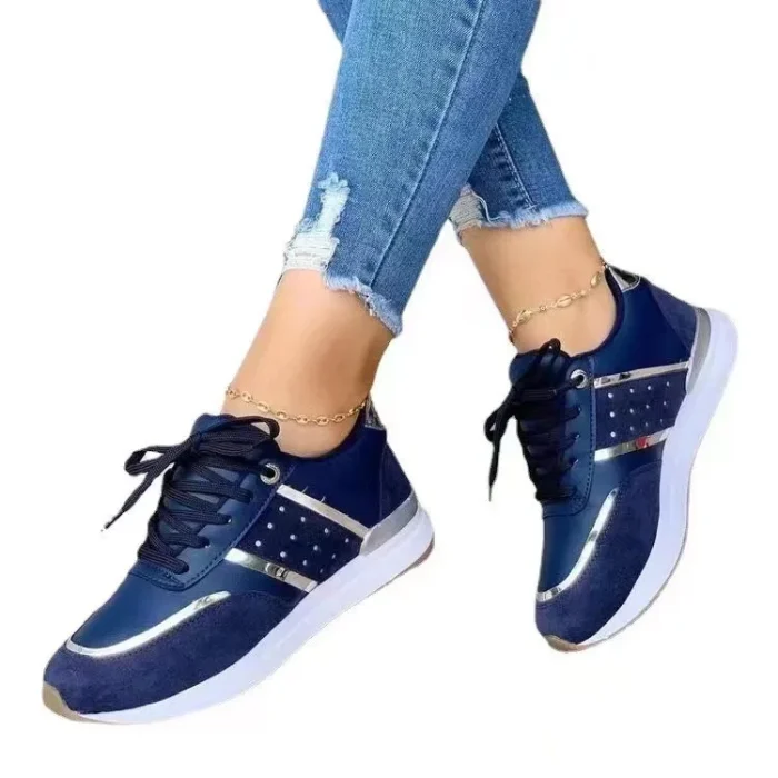 2025 New Arrival Women's Large Size Athletic Sneakers Thick Sole Casual Shoes Summer Lace up Sports Footwear in Stock - Image 2