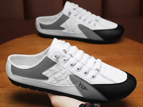 Clearance Men's Canvas Slippers Slip-On Shoes Half-Slip Casual Shoes for Men Comfortable and Stylish Everyday Footwear