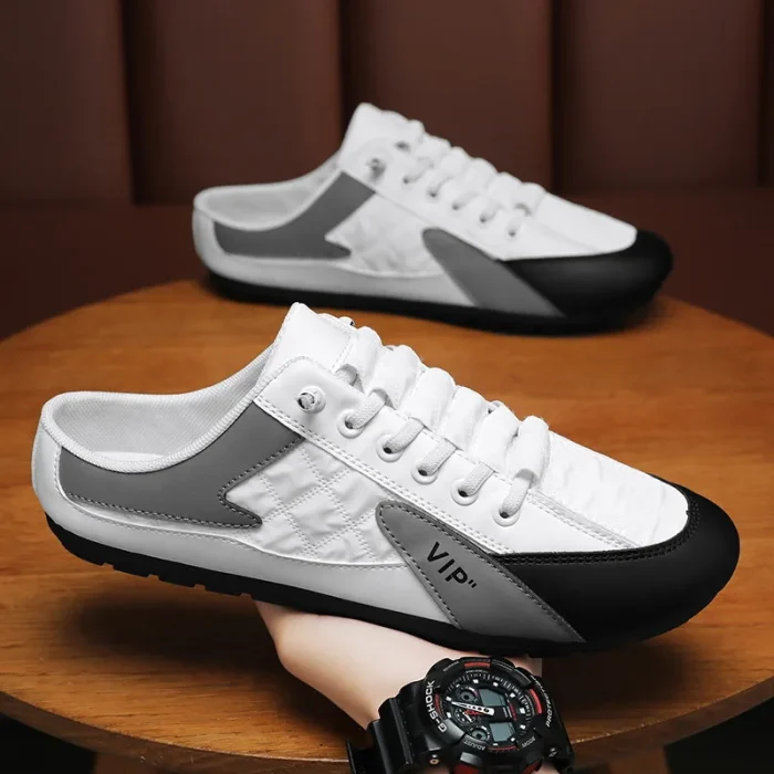 Clearance Men's Canvas Slippers Slip-On Shoes Half-Slip Casual Shoes for Men Comfortable and Stylish Everyday Footwear