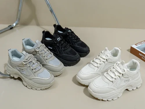 Womens Clunky Sneakers Spring New Thick Sole Casual Shoes Breathable Height Increasing Sports Footwear for Comfort and Style