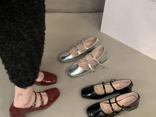 Red Chunky Heel Mary Jane Shoes for Women - New Summer French Style with Affordable Price and High Quality