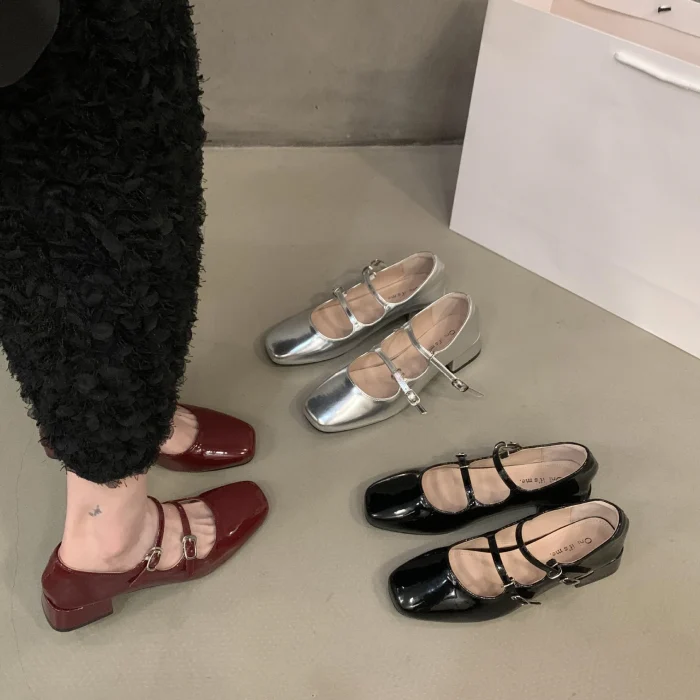 Red Chunky Heel Mary Jane Shoes for Women - New Summer French Style with Affordable Price and High Quality