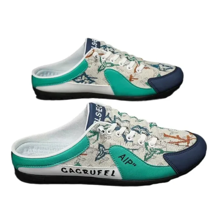 2025 New Trend Men's Casual Shoes Canvas Slip-On Sneakers Backless Half-Slippers Comfortable Walking Shoes - Image 4