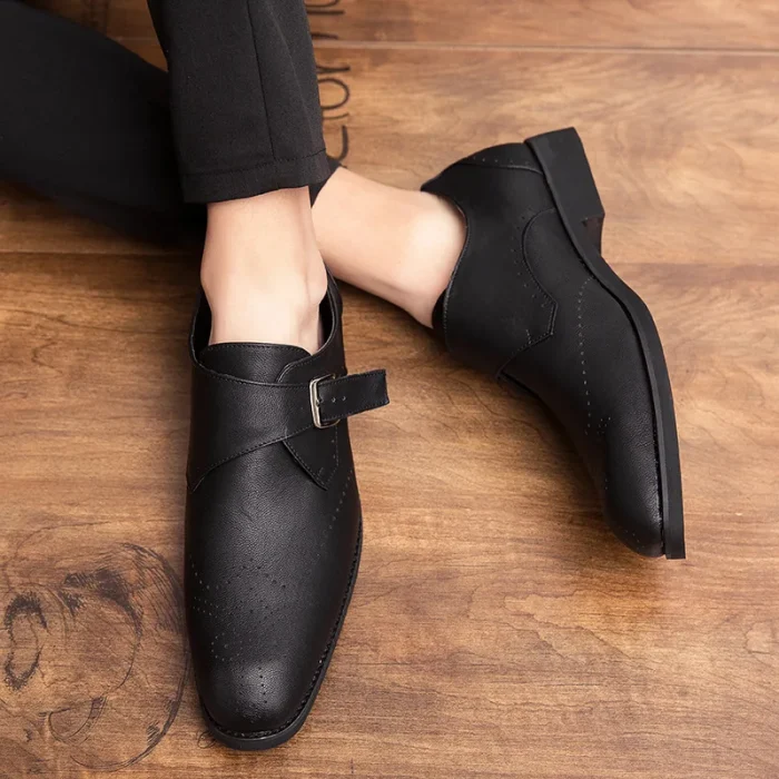 2025 Men's PU Leather Shoes Short Booties New Autumn Stylish High Top Leather Dress Shoes Casual  Ankle Boots for Men - Image 4