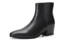 Men's Chelsea Boots Height Increasing High Heel Leather Ankle Boots Stylish Black Premium Quality Boots for Formal Occasion