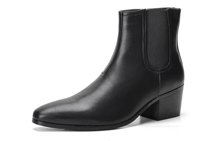 Men's Chelsea Boots Height Increasing High Heel Leather Ankle Boots Stylish Black Premium Quality Boots for Formal Occasion - Image 6