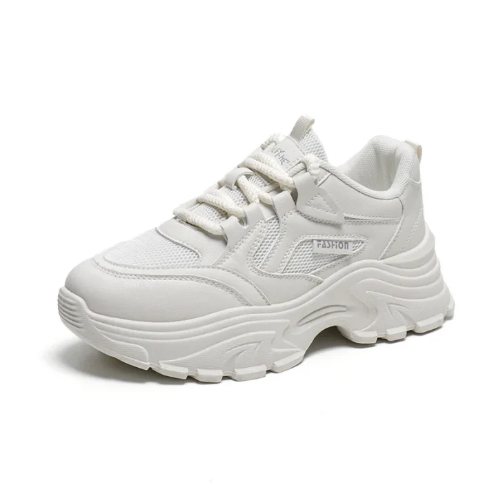 Womens Clunky Sneakers Spring New Thick Sole Casual Shoes Breathable Height Increasing Sports Footwear for Comfort and Style - Image 2