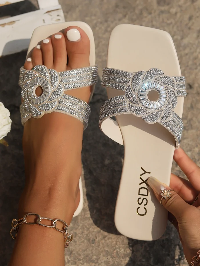 2025 Price Women Flat Slippers Open Toe Square Head Casual Outdoor Slide Sandals Large Size Summer Beach Slippers - Image 5