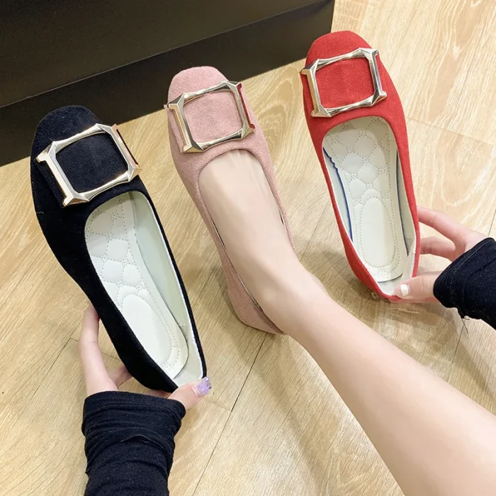 Spring Autumn New Arrivals Women's Flat Shoes Square Toe Decorative Buckle Casual Flats High Quality Stylish Women's Footwear