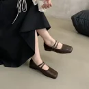 Elegant Silver Flats for Women - French Style Autumn New Arrival, Quality Comfy Square Toe Casual Office Shoes