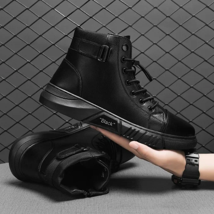 New Design Men's Martin Boots Casual High-Top Leather Boots Thickened Warm Snow Boots Plus Size Men's Footwear - Image 4