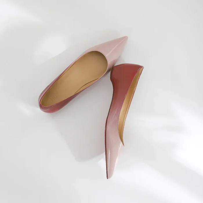 High-Quality Nude Patent Leather Flats - Comfortable Pointed Toe Large Size Elegance Affordable Price - Image 5