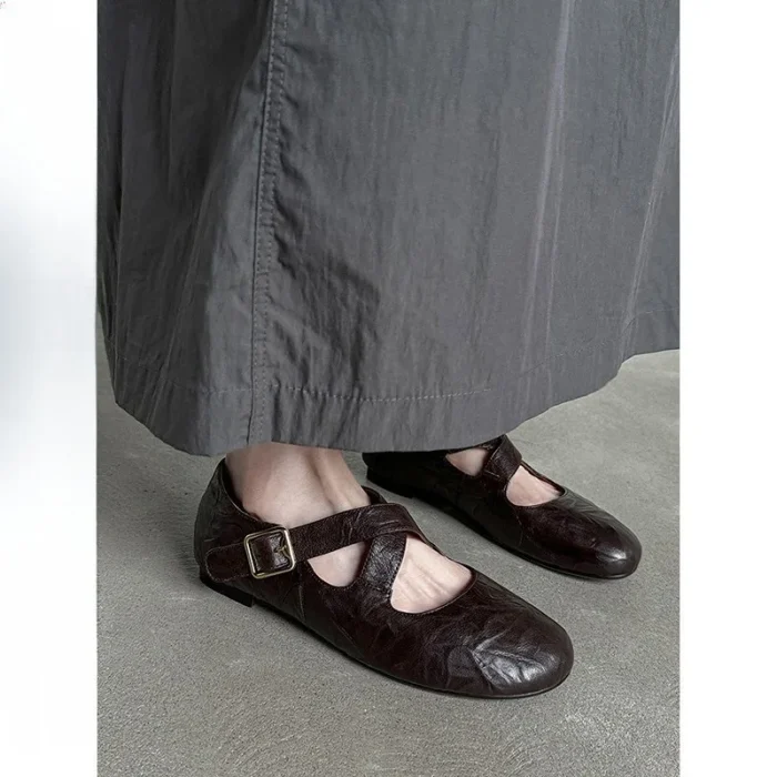 Comfortable Flat Round Toe Cross Strap Ballet Shoes for Women - High-Quality Casual Slip-On Flats with Great Value - Image 2