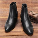 Men's Chelsea Boots Height Increasing High Heel Leather Ankle Boots Stylish Black Premium Quality Boots for Formal Occasion