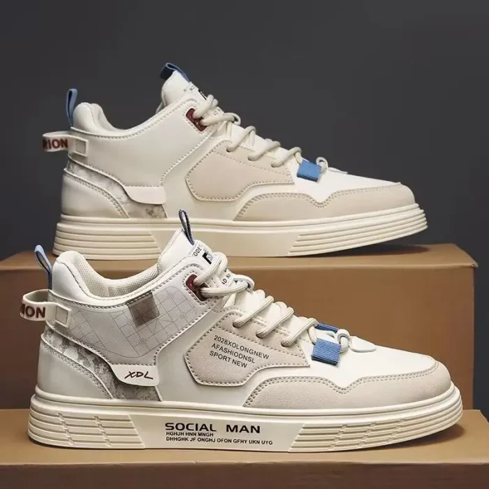 Men's Casual Mid-Top Canvas Sneakers Waterproof Shoes for Spring and Autumn Comfort Stylish Breathable Footwear for Everyday Use - Image 5