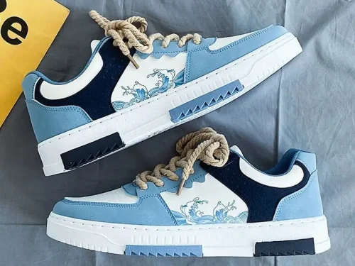 2025 High Quality Men's Casual Sneakers Rubber Thick-Soled Sports Shoes PU Upper with Stylish Patterns