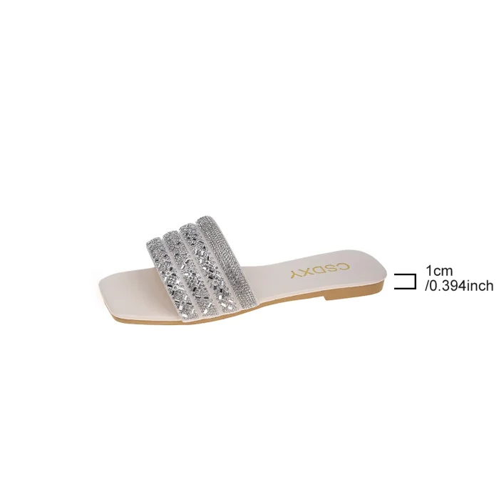 Myway Women Flat Slippers One Strap Flat Slide Sandals for Women Open Toe Outdoor Slip on Large Size Casual Sandals - Image 3