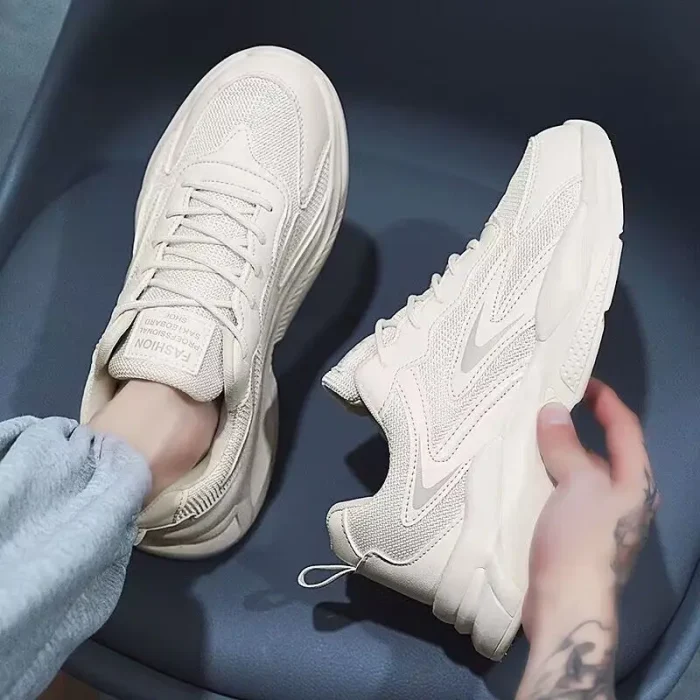 2025 New Design Men's Sneaker Breathable Thick-Soled Sport Shoes Comfortable Elastic Sole Athletic Shoes for Daily Wear