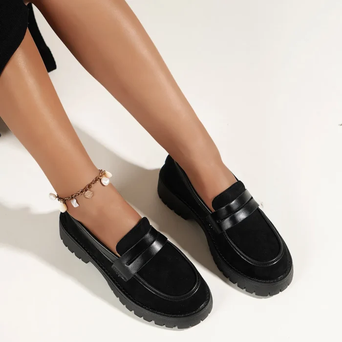 Monthly Sales 100,000 Pairs of Comfortable Thick Sole Loafers Ladies Leather Loafers PU Insole Suitable for Daily Work - Image 6
