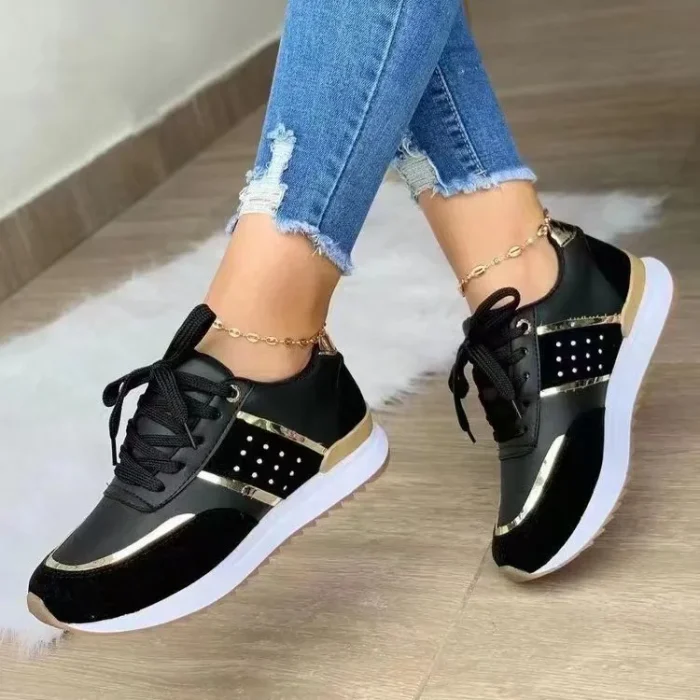 2025 New Arrival Women's Large Size Athletic Sneakers Thick Sole Casual Shoes Summer Lace up Sports Footwear in Stock