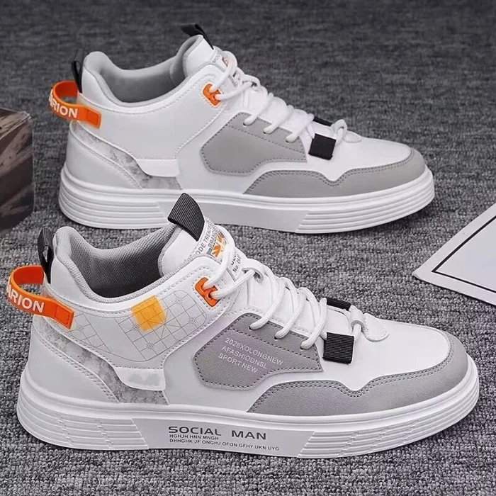 Men's Casual Mid-Top Canvas Sneakers Waterproof Shoes for Spring and Autumn Comfort Stylish Breathable Footwear for Everyday Use - Image 2