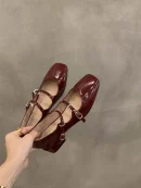 Red Chunky Heel Mary Jane Shoes for Women - New Summer French Style with Affordable Price and High Quality