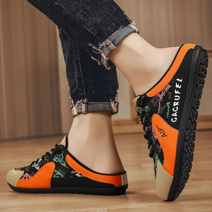 2025 New Trend Men's Casual Shoes Canvas Slip-On Sneakers Backless Half-Slippers Comfortable Walking Shoes - Image 5