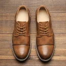 2025 New Trend Men's Dress Shoes Large Size Retro Brown Leather Business Shoes Summer Fashion Casual Footwear