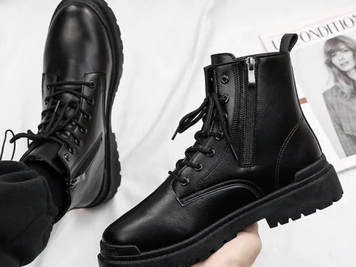 Hot Sale Men's Leather Boots Fall and Winter Stylish Couple Snow Boots Waterproof Leather Martin Boots for Men