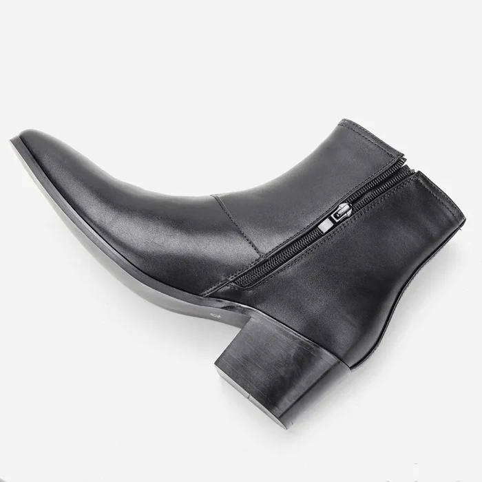 Men's Chelsea Boots Height Increasing High Heel Leather Ankle Boots Stylish Black Premium Quality Boots for Formal Occasion - Image 5