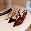 2025 Spring Summer Womens Bow Knot Open Back High Heel Sandals - Affordable Red Sole Pointed Toe Stiletto Shoes