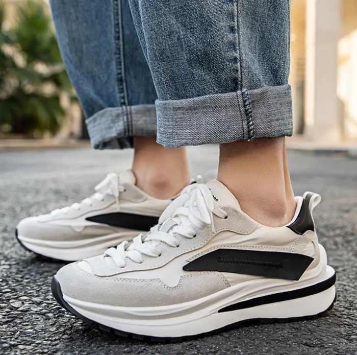 Men Footwear Casual Classic Luxury Leather Walking Style Jogger Shoes Sneaker Man - Image 5