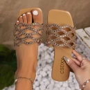 Hot Sale Women Flat Slippers Square Head Open Toe Casual Outdoor Slide Sandals Large Size Summer Beach Slippers