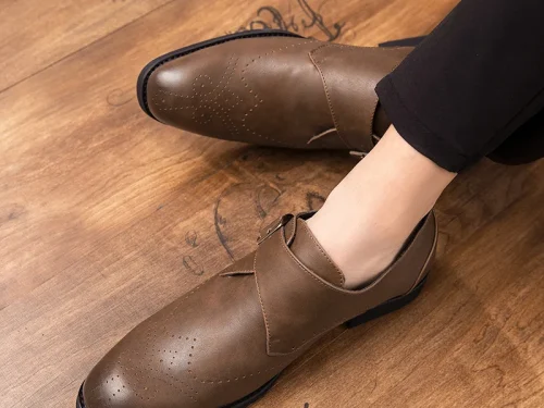 2025 Men's PU Leather Shoes Short Booties New Autumn Stylish High Top Leather Dress Shoes Casual  Ankle Boots for Men