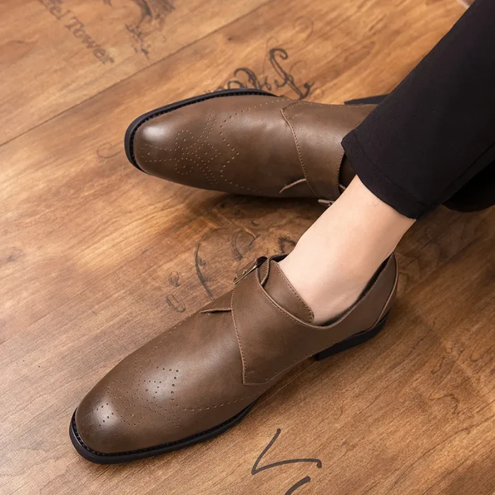 2025 Men's PU Leather Shoes Short Booties New Autumn Stylish High Top Leather Dress Shoes Casual  Ankle Boots for Men